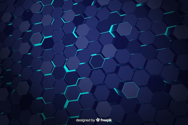 Blue technological honeycomb background