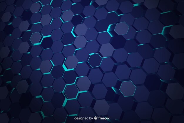 Blue technological honeycomb background