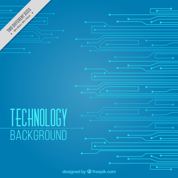 Free Vector blue technology background with circuits