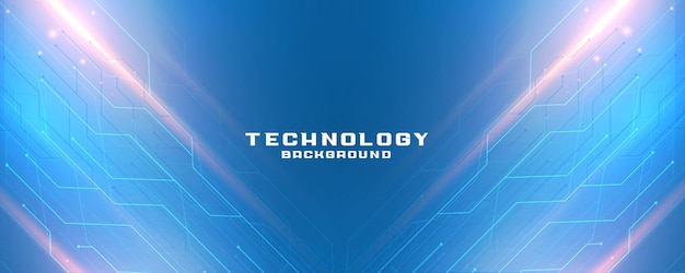 Free vector blue technology banner with circuit lines diagram