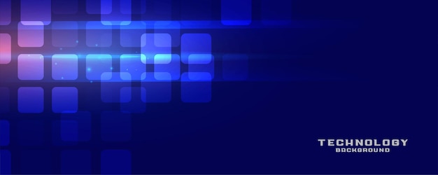 Blue technology banner with light effect