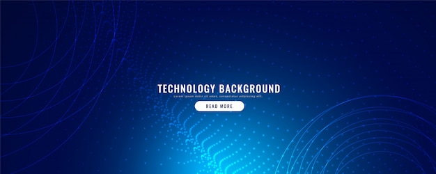 Free vector blue technology banner with particles effect