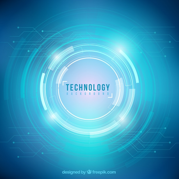 Blue technology circles background