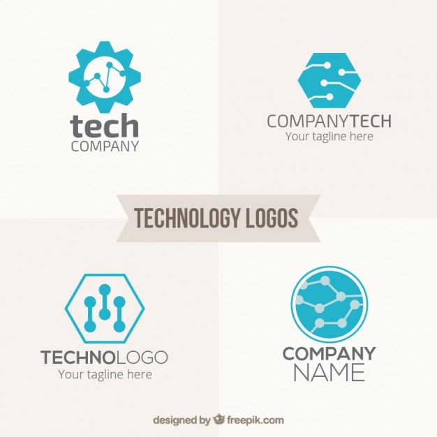 Blue technology logos pack