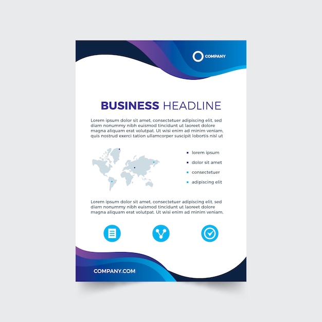 Blue template for business flyer