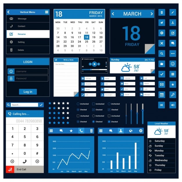 Free vector blue template for mobile application