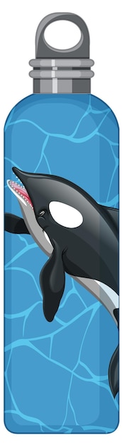 범고래 무늬가 있는 파란색 보온병