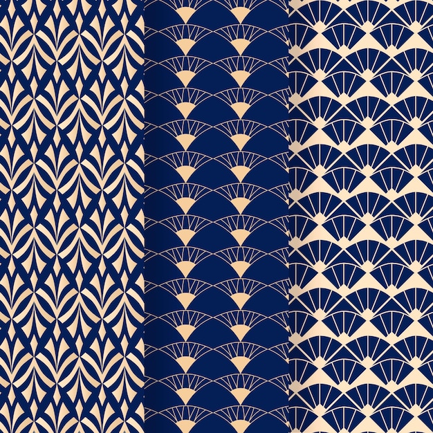 Free vector blue tones of art deco seamless pattern