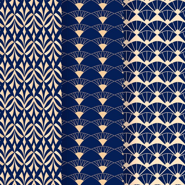 Blue tones of art deco seamless pattern