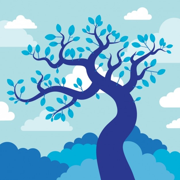 Vettore gratuito blu albero illustrazione