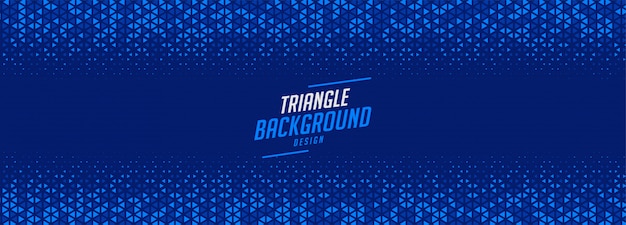 Free vector blue triangle halftone pattern wide banner design