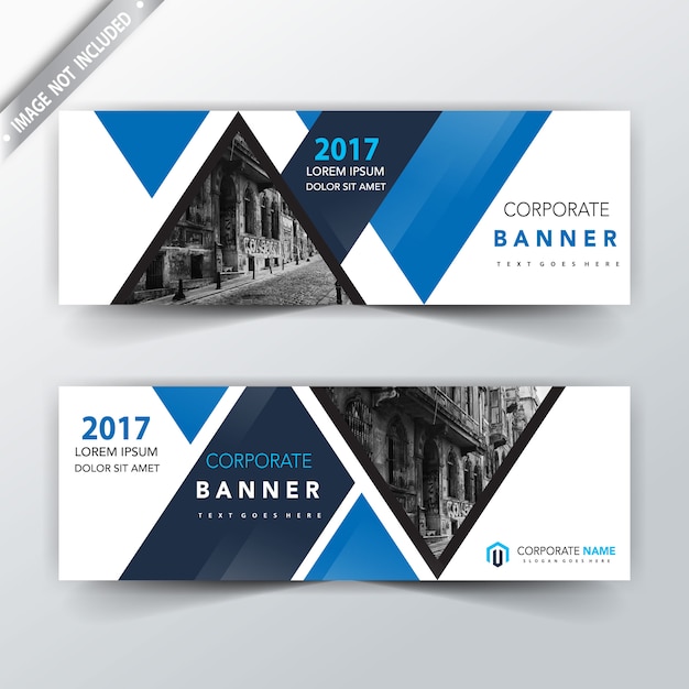 Blue triangular shape header template