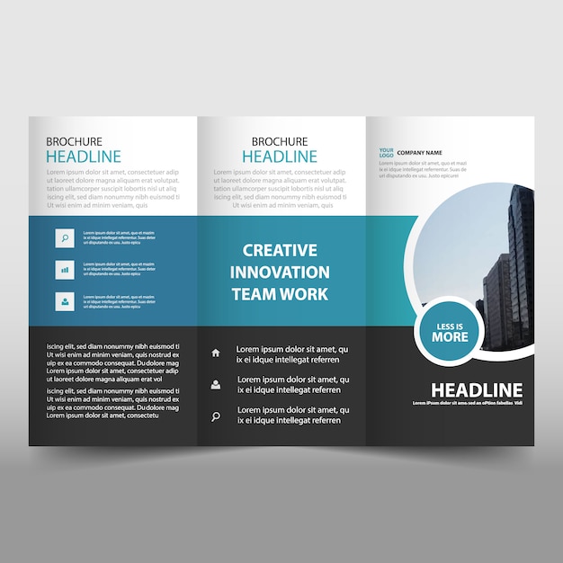 Blue trifold leaflet template