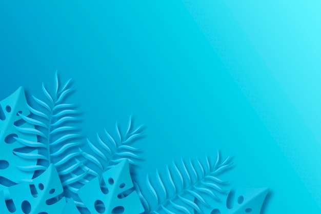 Blue tropical leaves copy space background