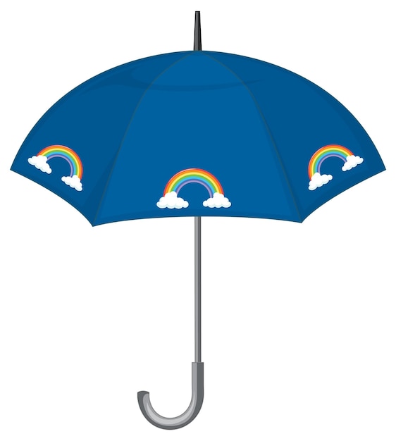 Blue umbrella with rainbow pattern