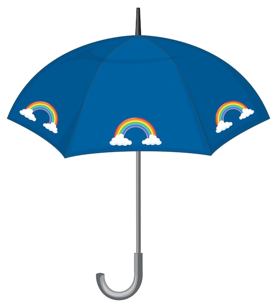 虹模様の青い傘