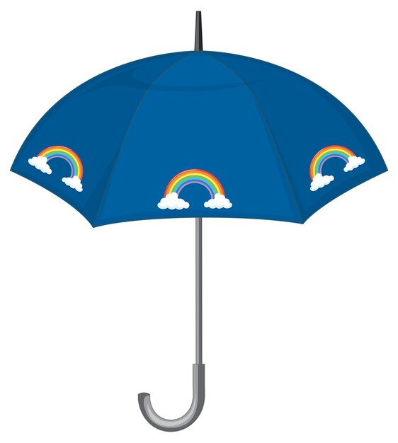 Blue umbrella with rainbow pattern