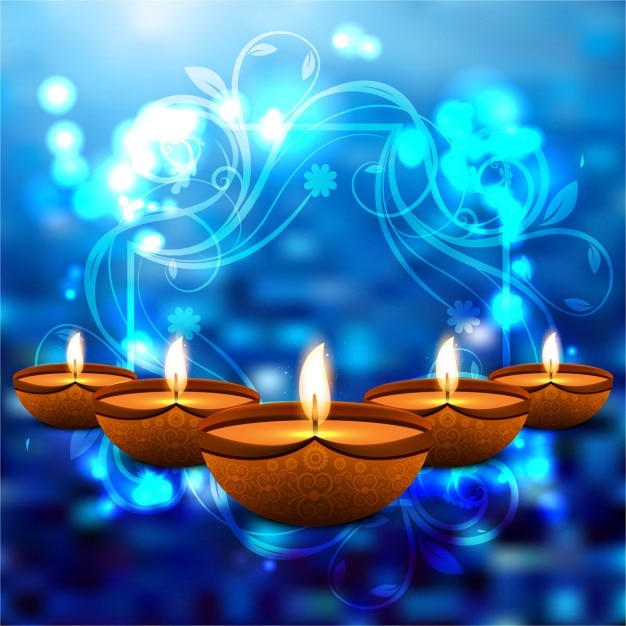 Free vector blue unfocused background of diwali