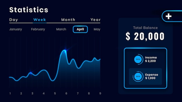 Бесплатное векторное изображение Синий интерфейс пользовательской панели