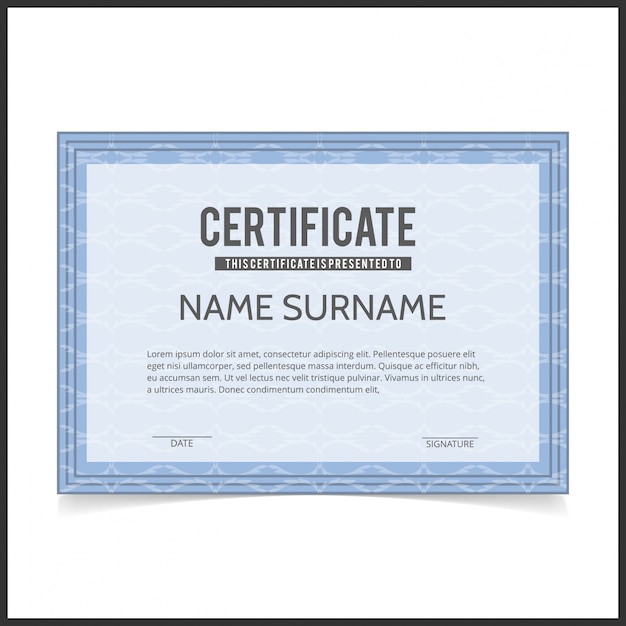 Blue vintage certificate design