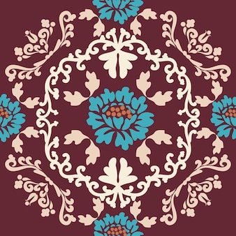 부르고뉴 배경 빈티지 텍스처 패턴에 화려한 패턴으로 블루 빈티지 꽃