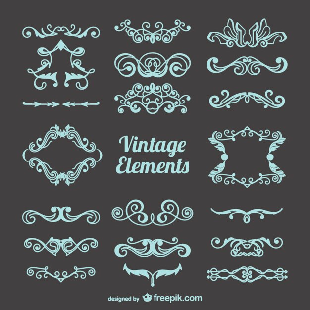 Free vector blue vintage ornaments