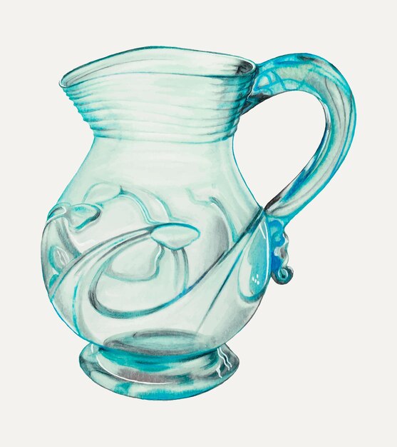 Free vector blue vintage pitcher vector illustration, remixed from the artwork by s. brodsky