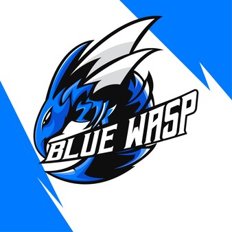 Blue wasp esport mascot logo design