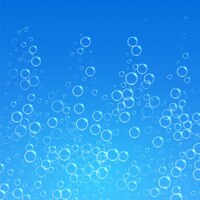 Free vector blue water background with bubbles floating upwards
