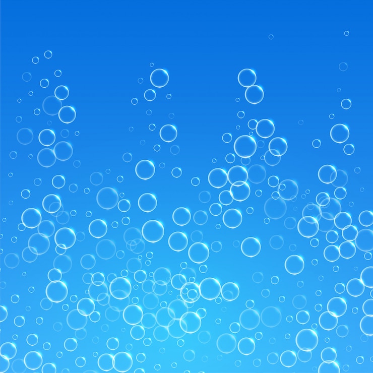 無料Vector 青い水の背景上向きに浮かぶ泡