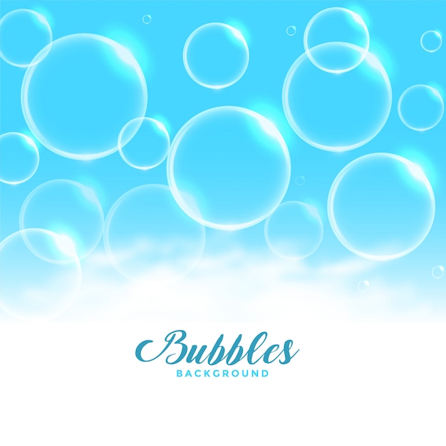 Free vector blue water or soap floating bubbles background