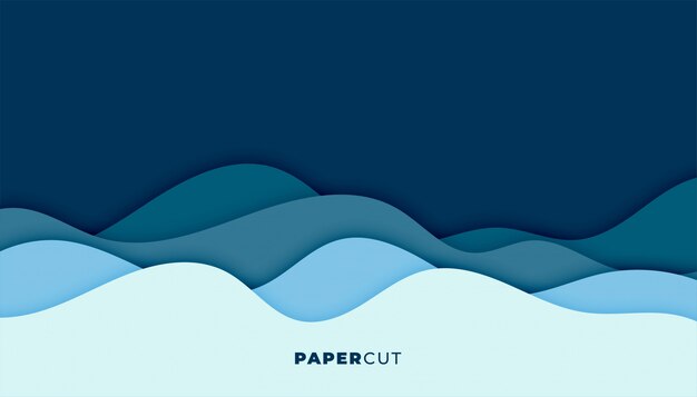 Голубая вода волна фон в стиле papercut