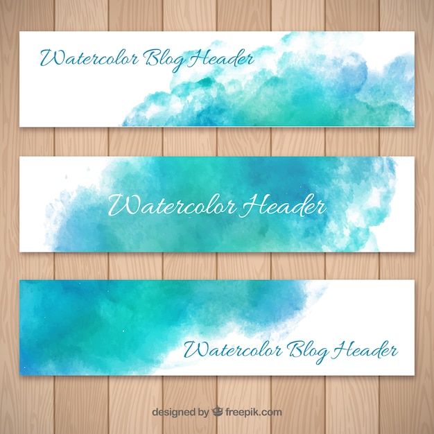 Free vector blue watercolor abstract blog headers