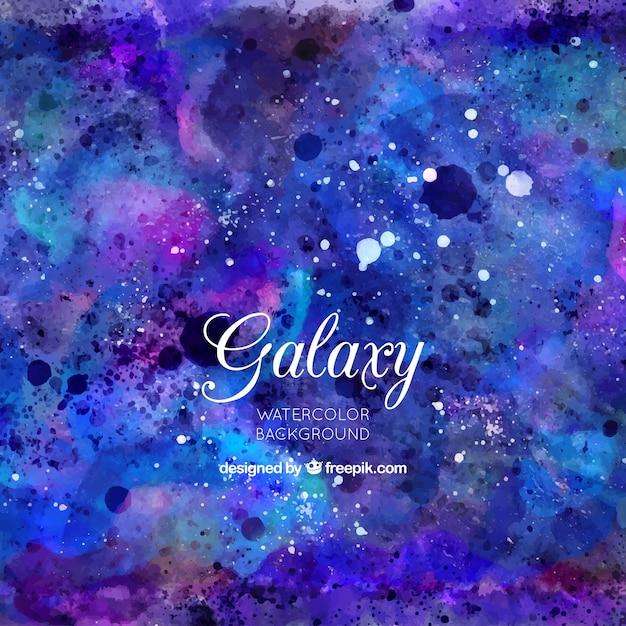 Blue watercolor background of galaxy