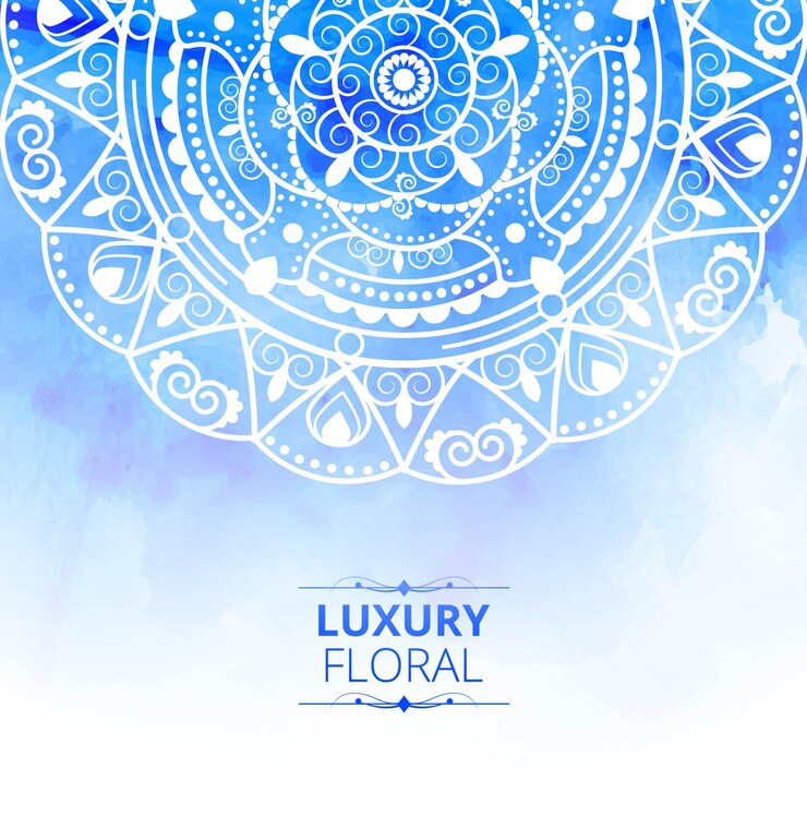 Free Vector blue watercolor background with mandala