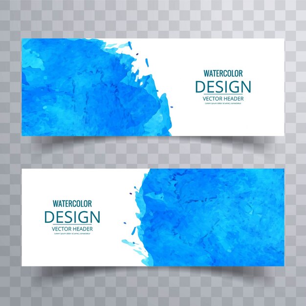 Blue watercolor banners