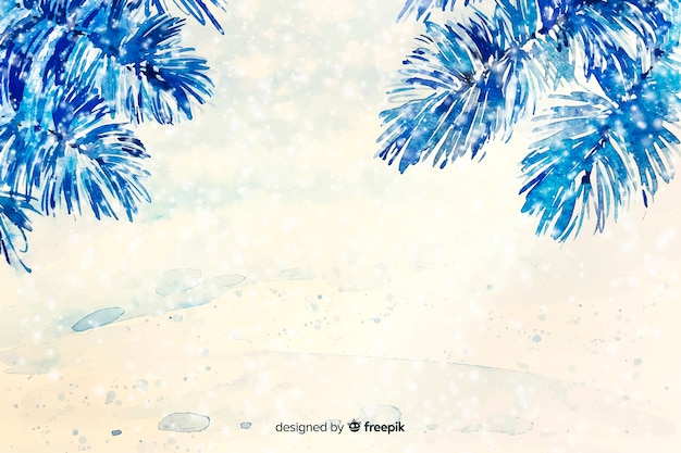 Blue watercolor christmas background