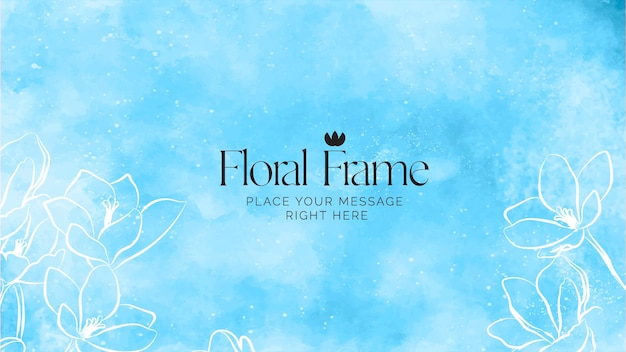 Free vector blue watercolor floral frame