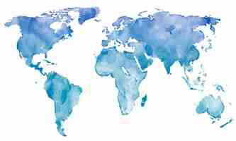 Free vector blue watercolor map of the world