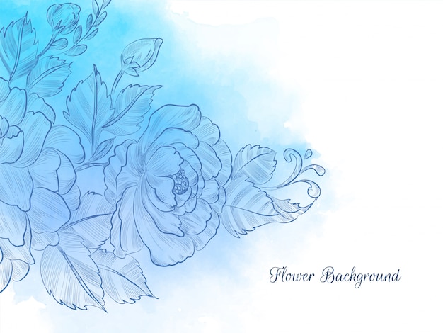 Free vector blue watercolor pastel hand drawn flower