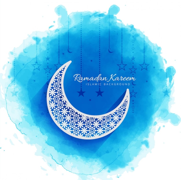 Free vector blue watercolor ramadan kareem illustration