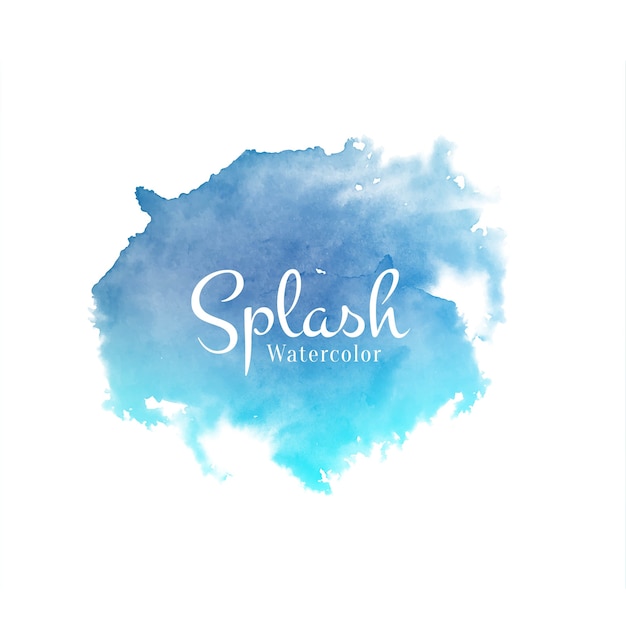 Blue watercolor splash hand drawn design