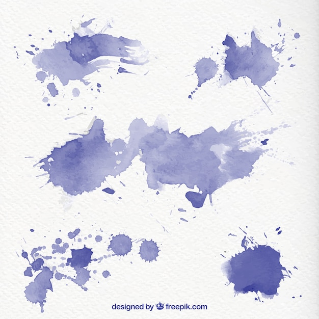 Blue watercolor splashes