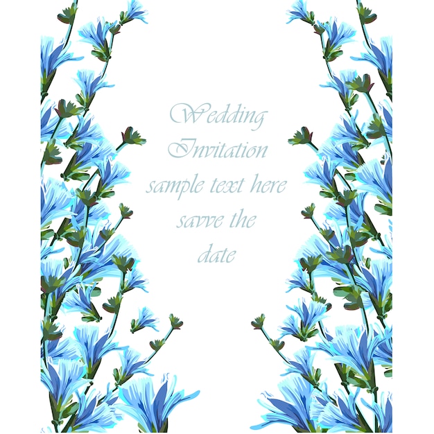 Free vector blue watercolor wedding invitation