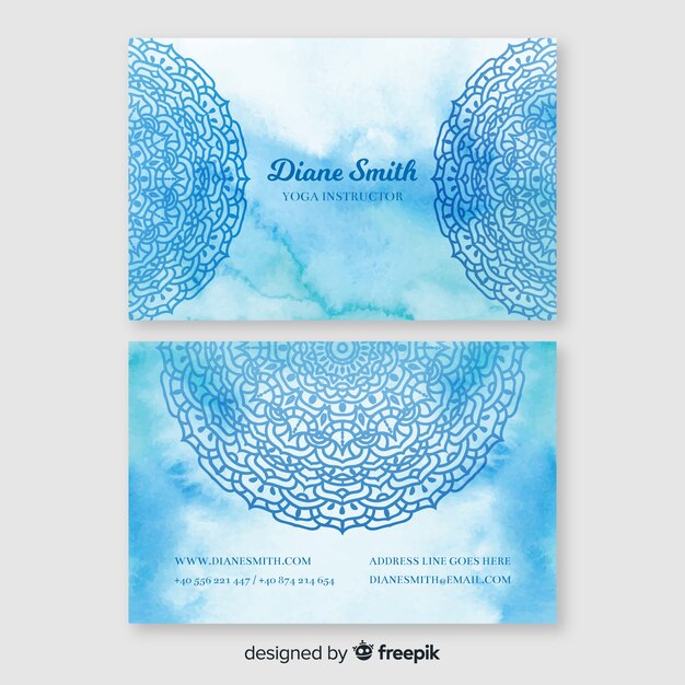 Blue watercolour business card template