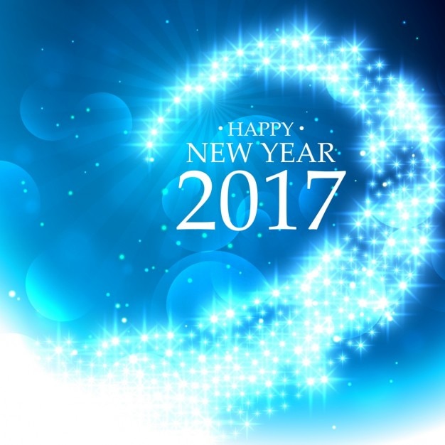 Free vector blue wave bright new year background