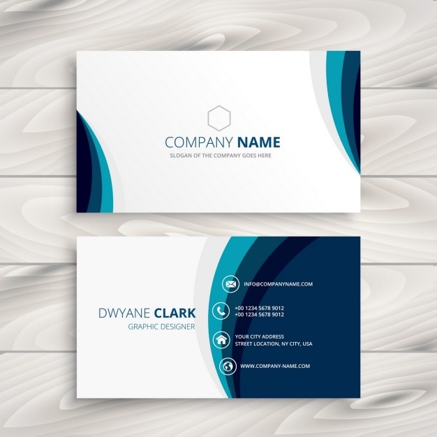 Free vector blue wave business card design