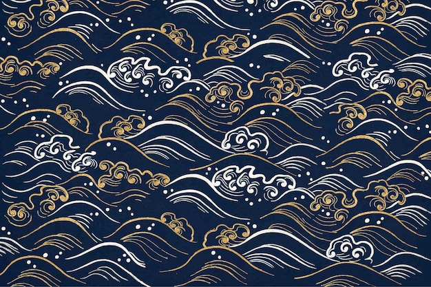 Blue wave pattern background , featuring public domain artworks