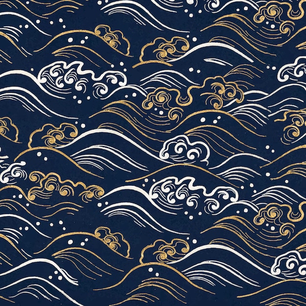 Free vector blue wave pattern background vector, featuring public domain artworks