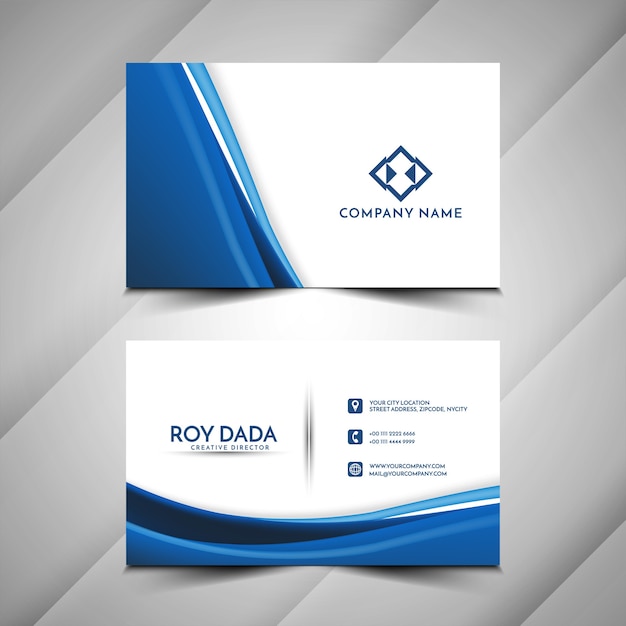 Free vector blue wave stylish business card template